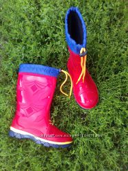 Детские резиновые сапоги Красные утепленные  23-35 гумові чоботи