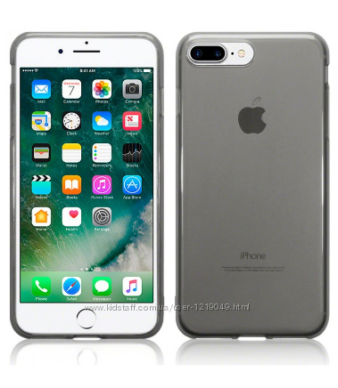 Силиконовый серый или прозрачный чехол для iphone 7plus и 8plus 5. 5дюйма