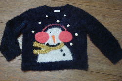 Красивый свитер травка со снеговиком Next 4 года