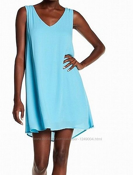 Платье Chelsea28 NEW Blue Womens Size XS V-Neck Lace Up Swing Shift Dress