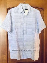 Рубашка мужская с коротким рукавом 100 лён Tasso Elba оригинал 