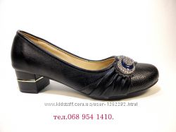 Туфли женские черные на устойчивом каблуке. Размер 36-41.