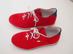Кросівки червоні з натуральної замші 30-36