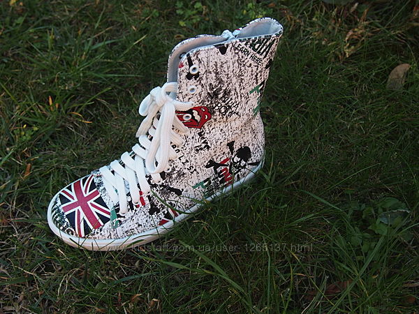 Стильні шкіряні черевики для дівчинки з англійським прапором 30-33