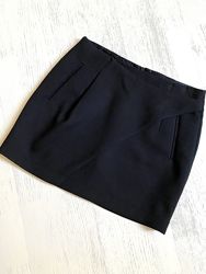 Юбка женская ZARA, Черная мини юбка на запах
