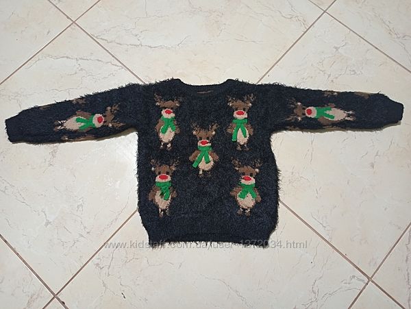 Новогодний праздничный свитер реглан кофта с оленями