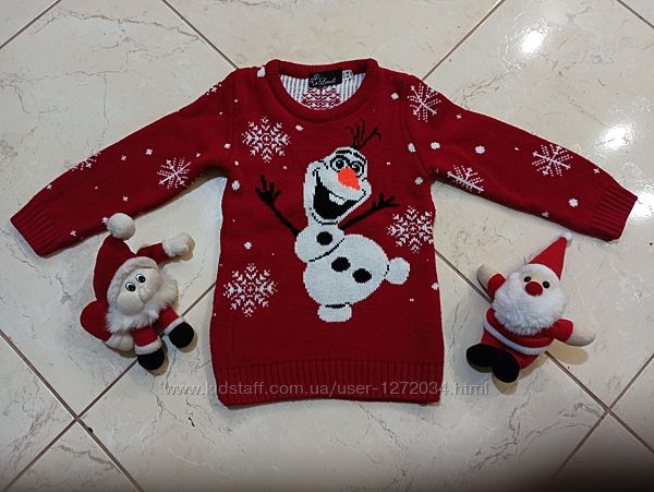Новогодний праздничный свитер на 3-4 кофта со снеговиком Эльза