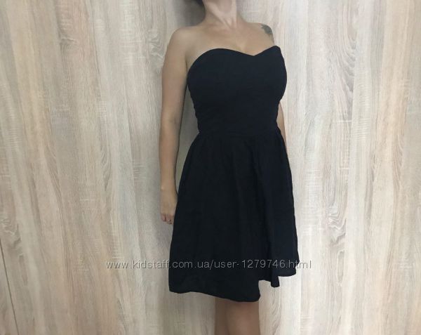 Платье-сарафан миди RiverIsland размер 10 черное хлопок лето выпускной