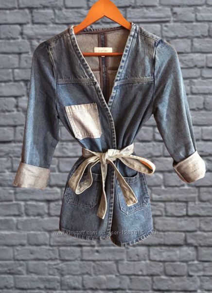 Куртка джинсовая lost ink осенняя, пиджак, жакет в винтажном стиле