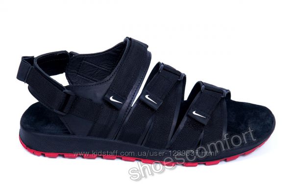 Сандалии мужские кожаные Nike Summer black черные реплика