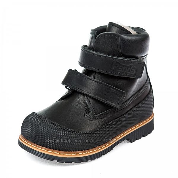 Кожаные зимние ботинки Panda 107200B чёрные 