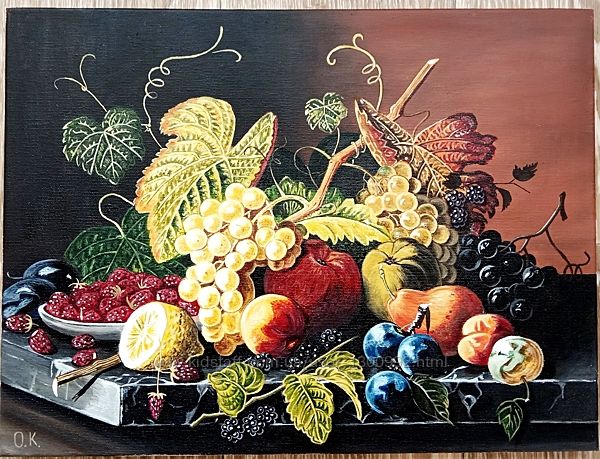 Натюрморт с фруктами, 30х40 см, холст. масло, 1500 грн.