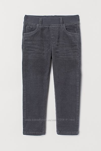 Вельветовые брюки H&M  на трикотажном поясе 