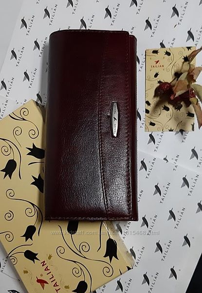 кошелек кожаный натуральный Tailian бордо коричневый  качество