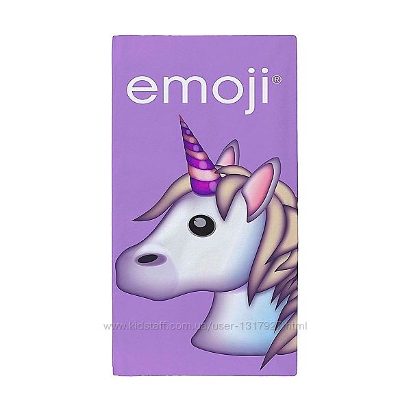 Детское пляжное полотенце Emoji Единорог, 100 хлопок 70х140 см