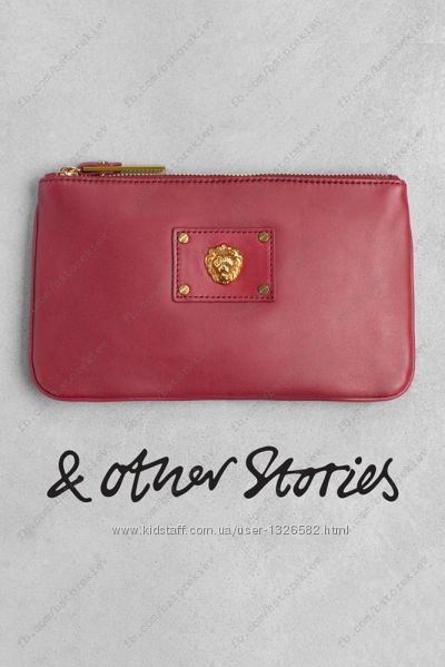 Кожаный клатч кошелёк  & Other Stories красный 