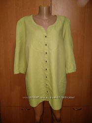 Красивая льняная блузка с карманами Пог-63 см