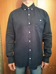 Крутая мужская льняная рубашка лён Пог-59 см