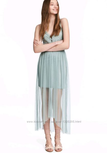 Кружевное платье сарафан H&M с фатиновой юбкой