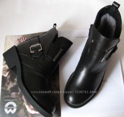 Diesel  Зима  Женские удобные ботинки кожаные черные сапоги Дизель мех