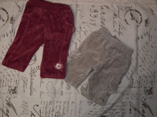 Велюровые штанишки, бриджи, шортики до года, комплект 4 шт