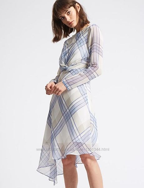 Нежное, женственное, воздушное миди-платье из шифона с ассиметричным низом
