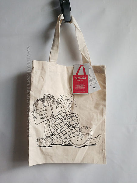 Эко-сумка торба Раскраска хлопок французского бренда Kiabi Европа Оригинал