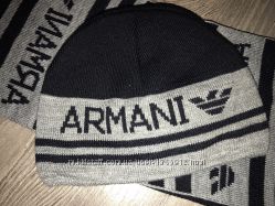 Шапочка и шарфик комплект на мальчика Armani 1 годик об. 40