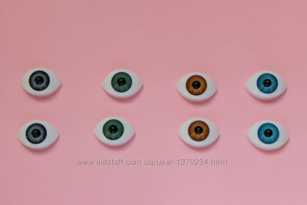 Очі для ляльки, акрил-пластик, 4 пари різного кольору, райдужка 12 мм