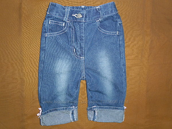 Штанишки укороченные джинсовые для девочки 12-18 мес, рост 80-86см 