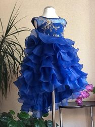  Пышное, воздушное платье синего цвета, р. 110-120 см.