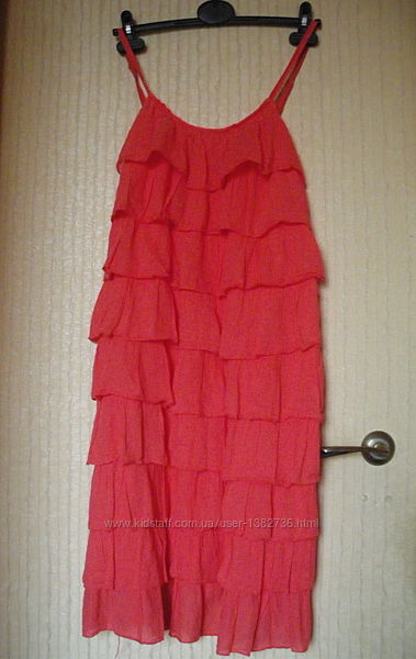Платье сарафан Италия летнее хлопок коралловое р.44 р.46 сукня 