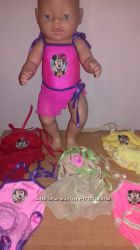 купальник пляжный комплект одежды на пупса ляльку baby born.  С парео.