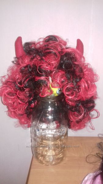 Карнавальный парик чертенок чертовка -дьяволица.  Детский-взрослый