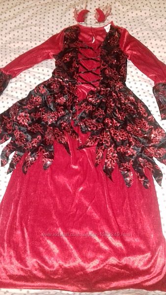Карнавальное платье костюм чертенок дьяволица. Р  116-122 134-152