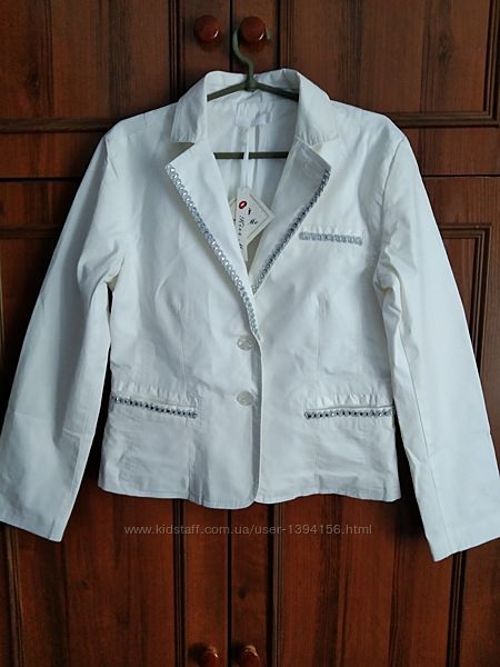 Белый пиджак куртка новый 46-48р, котон джинс, Венгрия