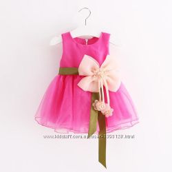 Платье детское нарядное Барби пудра, сирень, малина на 1-3 годика