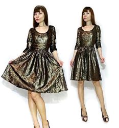 Красивое гипюровое золотое платье от Morgan Производство Франция