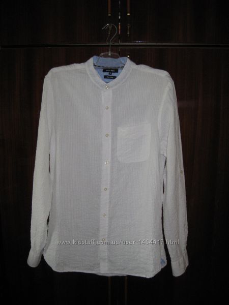 белая рубашка жатка льняная лён Wolsey размер M - 48-50рр
