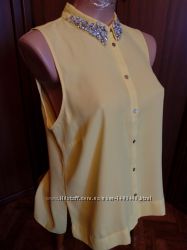 River Island желтая блузка 46 размер рубашка 46 р