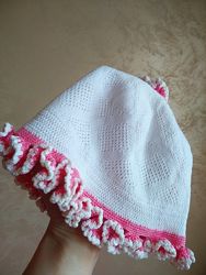 Панамка, шапка вязанная летняя на 2-4 года