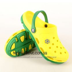 Сабо в стиле crocs Jose Amorales  мужские жёлтые с зелёным 