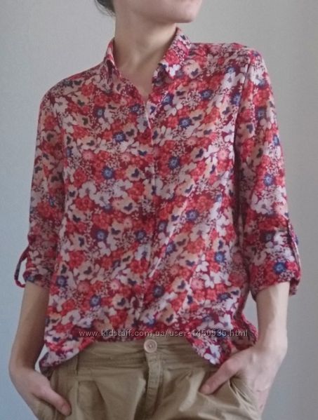 Рубашка stradivarius с цветочным принтом красная