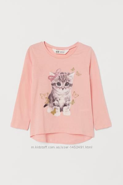 Регланчик H&M с принтом котенка, 92, 98-104 в наличии