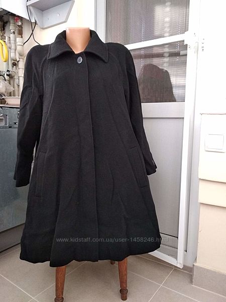 Кашемировое черное пальто. свободного кроя. 48/52 размер по супер цене.