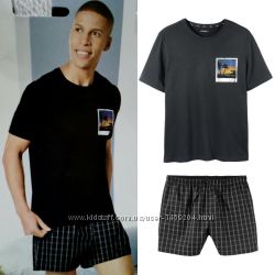 Летний комплект мужская пижама домашний костюм Livergy футболка шорты