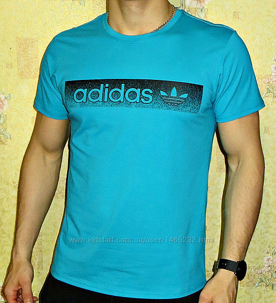 Коллекция мужских футболок Adidas белая, комуфляжная, бирюза.