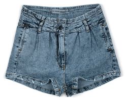 Стрейчевые джинсовые шорты с высокой посадкой для девочки.