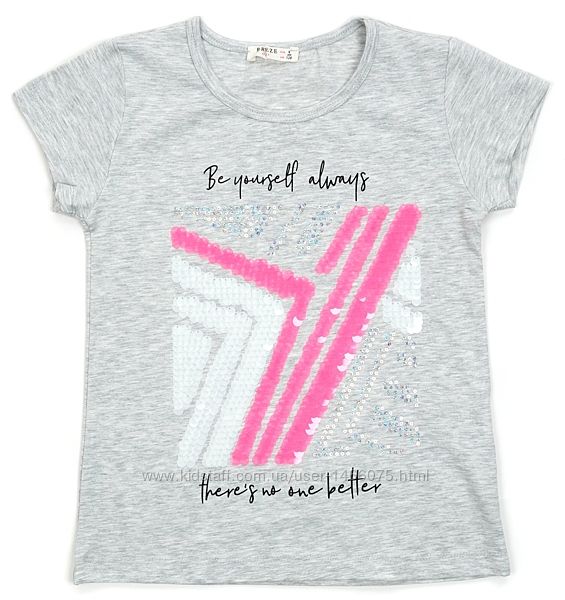 Стильная футболка с рисунком из пайеток для девочки.