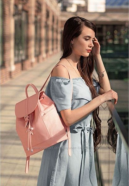 Женский рюкзак кожаный розовый кэжуал стильный ручная работа